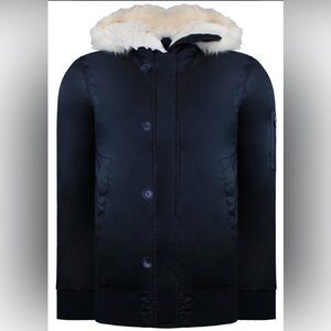 NWT Adidas women’s Pad Jacket size Med black fur hood